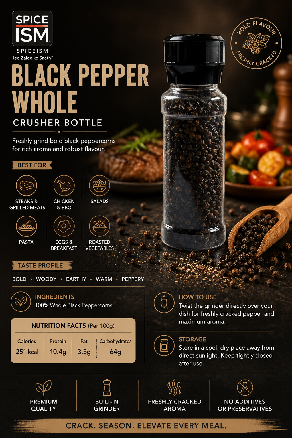 Black Pepper Whole Crusher