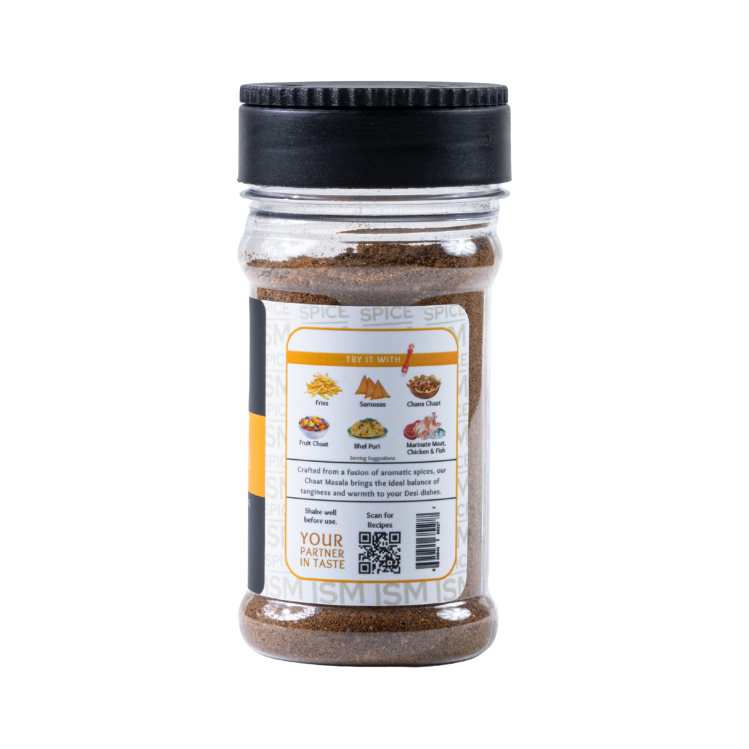 Spiceism Chaat Masala served with fruits, fries, and chaat – authentic tangy flavor