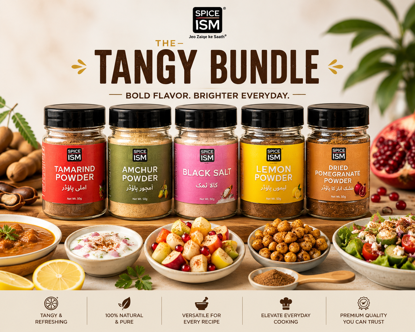 Tangy Bundle (5 Spices - tamarind, dried pomegranate, lemon, amchur, and black salt)