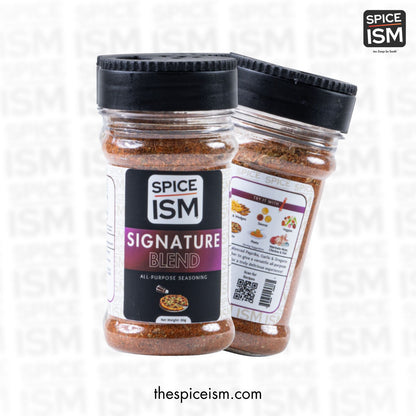 Signature seasoning sprinkled on chicken, fries, and vegetables