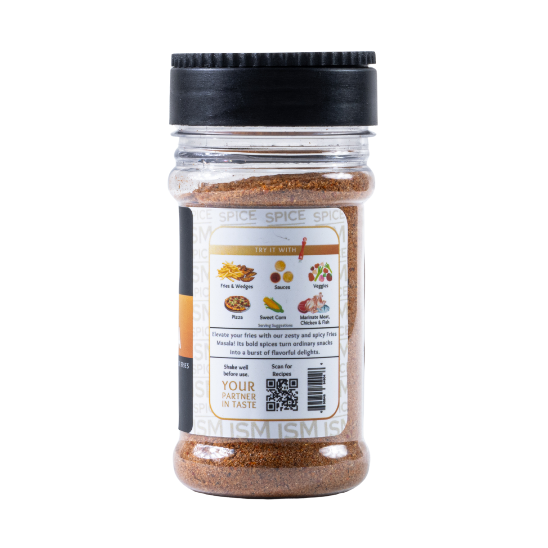 Delicious fries served with Spiceism Fries Masala – spicy potato seasoning and desi snack blend